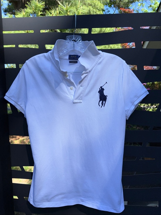 Polo Ralph Lauren Tops - Polo by Ralph Lauren White Short-Sleeve Polo with Navy Pony Sz L  theskinny polo